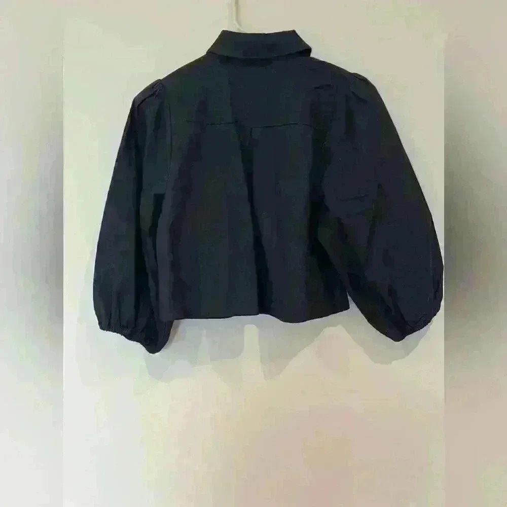 Ellandemm Black Button Down Bubble Sleeves S - image 5